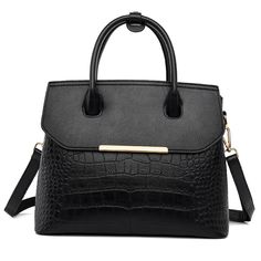 Color: Black Alligator Pattern, Brand Name Bags, Female Design, Square Fashion, Bag Inside, Leather Handbags Women, Handbag Leather, Handbag Women, Tote Pattern