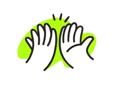 two hands are holding each other in front of a green and white background with the words,