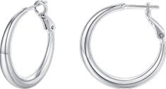 Classic Sterling Silver Tarnish Resistant Hoop Earrings, White Gold Hoop Earrings With Shiny Finish, White Gold Stainless Steel Hoop Earrings, Gold Sterling Silver Hoop Earrings With Shiny Finish, Cheap Nickel-free White Gold Hoop Earrings, Thick Hoop Earrings, Chunky Hoop Earrings, Chunky Earrings, Trendy Jewelry