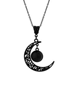 PRICES MAY VARY. GOTHIC BLACK CRESCENT MOON NECKLACE: The Black Crescent Moon Necklace is a versatile and stylish piece of jewelry that is perfect for those who love gothic fashion. It's suitable for everyday wear, as well as for special events and parties, making it a great addition to any wardrobe MATERIALS: Meticulously crafted from high-quality zinc alloy, stainless steel and glass SIZE & LENGTH: The Black Moon Pendant measures 1.29 inches in width, 1.45 inches in length. Glass Teardrop meas Black Metal Jewelry With Moon Charm, Black Crescent Metal Necklace, Black Metal Crescent Necklace, Black Moon Charm Jewelry For Party, Black Jewelry With Moon Charm For Party, Black Crescent Metal Jewelry, Black Metal Crescent Jewelry, Black Moon Shaped Jewelry For Halloween, Black Gothic Moon Phase Necklace