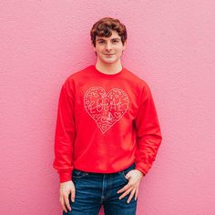 Show off your love for Corpus Christi for Valentine's Day...but really all year long with these adorable locally designed crewnecks. We partnered up with our friends at Jewels Clothing to offer this design EXCLUSIVELY at our two shops, so make sure you snag yours before they're gone. Designed by local creative powerhouse Gilbert Cantu of Can2 Creative Co. Soft and light Unisex cut Printed locally at Milestones Designed locally by Gilbert Cantu of Can2 Creative Co. Valentine's Day Sweatshirt With Relaxed Fit And Crew Neck, Valentine's Day Crew Neck Sweatshirt With Relaxed Fit, Heart Logo, Light Red, Milestones, Navy And White, Crewneck Sweatshirt, Valentine's Day, Red And White