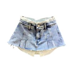 Exposed pocket color denim skort Trendy Bottoms With Built-in Shorts, Denim Skort With Built-in Shorts For Spring, Denim Skort With Built-in Shorts For Summer, Spring Denim Skort With Built-in Shorts, Edgy Short Mini Skirt For Summer, Cutoff Mini Skirt With Pockets, Denim Mini Skirt With Built-in Shorts, Chic Denim Skort For Summer, Trendy Short Skort With Built-in Shorts