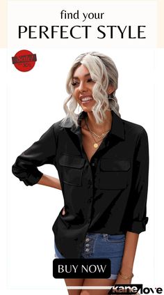 Turn-down Collar Pocketed Button Shirt Button Shirt, Elevate Your Style, Your Style, Turn Ons, Collar, Free Shipping, Women's Top, T Shirt