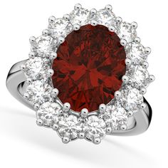 Heart Shaped Garnet & Diamond Halo Engagement Ring 14k White Gold 1.50ct Princess Kate Middleton, Usa Jewelry, Chocolate Diamonds, Modern Engagement Rings, Neon Aesthetic, Colorless Diamond, Ruby Jewelry, White Gold Band, Fashion Ring