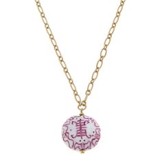 We're loving a pink and white moment! Wear our Francesca Chinoiserie Necklace in Pink & White alone for a chic statement, or layer with your favorite necklaces for a subtle pop of color. DETAILS: Base Metal With Worn Gold Plating Painted Porcelain 17" Adjustable Length White Delicate Chain Necklace, Feminine Pink Necklace With Adjustable Chain, White Necklace With Delicate Chain, White Chain Necklace With Round Pendant And Adjustable Chain, Pink Delicate Round Necklace, Pink Pendant Necklace With Chain, White Chain Necklace With Adjustable Chain, White Clavicle Chain Necklace With Round Pendant, White Round Chain Necklace With Adjustable Chain