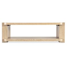 a wooden shelf with two shelves on each side