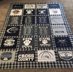 a blanket with many different patches on it