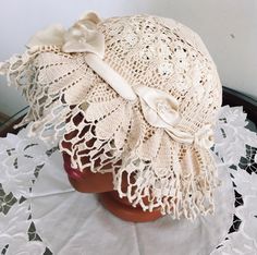 Unique Hat Bridal Hat 1920s Inspired Hat Sophisticated and - Etsy Elegant Adjustable Bonnet For Summer, Elegant Adjustable Summer Bonnet, Vintage Crochet Cap Hat, Victorian Adjustable Cloche Hat, Victorian Cloche Hat For Vintage Events, Classic Wide Brim Cloche Hat For Wedding, Elegant Adjustable Cream Bonnet, Adjustable Gatsby Style Hat For Wedding, Adjustable Gatsby Style Wedding Hat