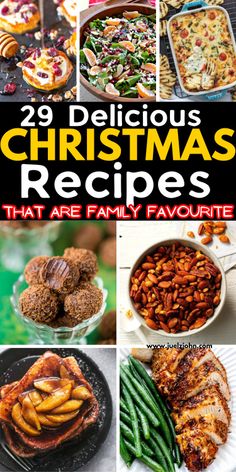 the cover of 29 delicious christmas recipes that are family favorite