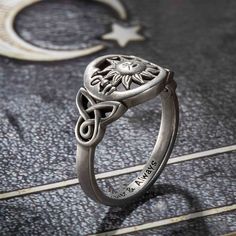 [FROM DESIGNER]: Celtic knots are a distinctive Irish tradition, symbolizing luck, friendship, and strength. The sun and moon on the ring symbolize pure, eternal love, as eternal as the sun and the moon. The inner ring can be customized with lettering content to meet all your needs!
[HIGH QUALITY]: Made of sterling silver, quality assurance, fine workmanship, clear lettering, and comfortable hand feel.
[GIFT OCCASSIONS]: A suitable gift for mothers, daughters, wives, and good friends, hope that Sun And Moon Design Adjustable Promise Rings, Spiritual Sun And Moon Design Promise Ring, Bohemian Sun And Moon Design Ring, Bohemian Adjustable Ring With Sun And Moon Design, Adjustable Bohemian Rings With Sun And Moon Design, Bohemian Adjustable Sun And Moon Rings, Moon And Sun Ring, Celtic Triquetra, Sun Ring