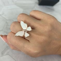 New, Authentic Butterfly Ring By Effy Us Size - 7 Condition - Nee With Tags Stunning 14k Rose Gold Ring With Diamond And Mother-Of-Pearl Accents. Mother-Of-Pearl Diamonds, 0.03 Tcw 14k Rose Gold Slip-On Style Made In Usa Size Width, About 0.75" Retail Price $2,120 Plus Taxes Elegant White Butterfly Ring For Wedding, Luxury 14k Rose Gold Jewelry, Elegant White Butterfly Ring For Formal Occasions, Elegant Rose Gold Butterfly Ring, White Diamond Butterfly Ring In Fine Jewelry Style, White Diamond Butterfly Ring Fine Jewelry, White Open Ring Butterfly Ring As Gift, White Butterfly Ring With Open Design As A Gift, White Butterfly Ring With Open Design For Gifts