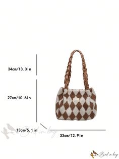 Bird in Bag - Fashionable Plaid Shoulder Bag Tote Bag with Large Capacity for Casual Everyday Use Trendy Brown Canvas Shoulder Bag, Trendy Square Bag For Daily Use, Trendy Square Shoulder Bag For Daily Use, Trendy Square Canvas Bag, Trendy Beige Canvas Bag, Trendy Square Canvas Bag For Daily Use, Trendy Brown Canvas Bag For Errands, Trendy Beige Shoulder Bag For Errands, Trendy Square Brown Bucket Bag