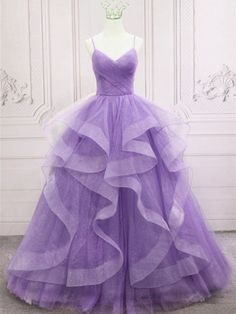 Lavender Sleeveless Party Gown, Sleeveless Lavender Gown For Party, Purple Sleeveless Dress With Tulle Skirt, Purple Sleeveless Tulle Evening Dress, Sleeveless Lavender Evening Dress For Prom, Purple Sleeveless Ruffled Gown, Sleeveless Tulle Ball Gown For Debutante Ball, Sleeveless Evening Dress For Quinceanera, Sleeveless Organza Ball Gown For Debutante Ball