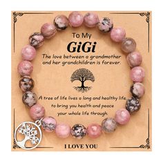 PRICES MAY VARY. 【 The Meaning 】-- Tree of life brings you health and peace your whole life through. Honor your infinite bond with your gigi with this tree of life bracelet and bring all the good wishes to her. Let her remind your love. 【Gigi Gifts 】-- Give this bracelet to gigi and tell her that you're so thankful she's welcomed you with open arms. A perfect present for Birthday/Thanksgiving Day/Christmas/Mother's Day/Wedding Day. 【Material】-- Our bracelet is made of 8mm natural stone. And the All The Best Wishes, Boyfriends Mom Gifts, Nana Birthday, Mimi Gift, Teacher Birthday, Tree Of Life Bracelet, Christmas Gifts For Grandma, Life Tree, Birthday Gifts For Grandma