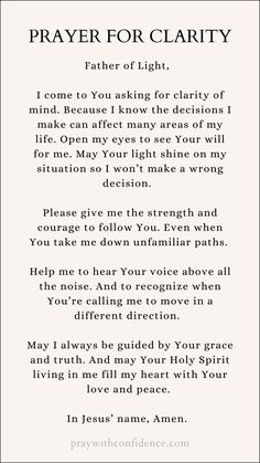 prayer for clarify father of light