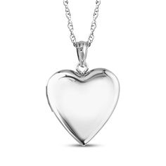 This petite locket lovingly keeps two photos close to your heart. Crafted in sterling silver Polished to a bright shine, the 20mm heart-shaped locket opens to reveal two photos The 18-inch rope chain secures with a spring ring clasp Please follow these steps: 1) Place your order; 2) Text your photo from your smartphone to (330) 435-8997; and 3) When prompted, please respond with your Order Confirmation #. Standard text messaging rates may apply. Double Heart Locket Necklace In White Gold, Double Heart White Gold Locket Necklace, White Gold Double Heart Locket Necklace In Sterling Silver, White Gold Double Heart Locket Necklace, Mother's Day White Gold Locket Necklace With Heart Charm, Personalized White Gold Open Heart Locket Necklace, Valentine's Day White Gold Open Heart Locket Necklace, White Gold Heart Pendant Locket Necklace With Heart Charm, White Gold Heart Locket Necklace With Heart Charm