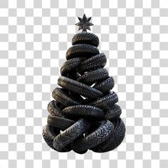 a christmas tree made out of tires with a star on top png clipart