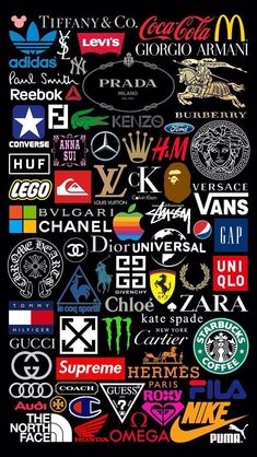 many different logos are shown together in this graphic art work, which includes an image of the company's logo