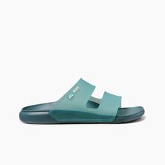 Men's Oasis Double Strap Water Friendly Sandal in Ether | REEF® Beach Slides With Ortholite Insole And Open Toe, Green Synthetic Flip Flops For Outdoor, Sporty Open Toe Sandals For Beach, Outdoor Open Toe Slides With Textured Footbed, Outdoor Slippers With Removable Insole, Outdoor Slide Slippers With Removable Insole, Green Slide Sport Sandals For Outdoor, Comfortable Slip-on Sandals For Water Sports, Summer Sport Sandals With Cushioned Footbed For Outdoor