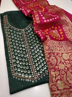 Item Overview ATHARVA Hand Embroidered Indian Salwar Kameez w/Neck embroidery in Bottle Green/Jaipuri Bandhani Dupatta/Custom Stitch/Tunic Pants/Patiala/ Dno. CH1483B Fabric: * Shirt Chanderi 2.5 Mts, Bottle Green Neck Embroidery * Dupatta:Jaipuri Bandhani Dupatta * Bottom Santoon Silk 2.5 Mts. Excusive Hand Embroidered Party Wear Punjabi Suit. Customization: * Fabrics Customization: Designs Can be made in different Fabrics. *Color Customization: Designs Can be made in different Colors *Stitchin Navratri Dola Silk Churidar, Cotton Silk Kurta With Multicolor Embroidery For Transitional Season, Multicolor Embroidered Cotton Silk Kurta For Transitional Seasons, Navratri Resham Embroidery Dola Silk Kurta, Navratri Dola Silk Kurta With Resham Embroidery, Pista Green Chanderi Kurta With Mirror Work, Pista Green Mirror Work Chanderi Kurta, Pista Green Kurta With Mirror Work For Diwali, Multicolor Embroidered Cotton Silk Straight Kurta