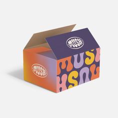 an open box with the word hush printed on it