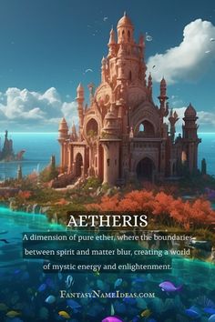 an image of a castle in the ocean with text that reads, aetheris