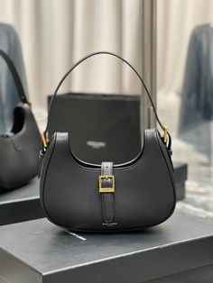 Size: (24.5x18x7cm) It comes with Dust box, Care manual, Tag and Paper bag. Yves Saint Laurent Bags, Luxury Bag, Leather Hobo Bag, Saint Laurent Bag, Black Bag, Hobo Bag, Satchel Bags, Leather Handle, Saddle Bags