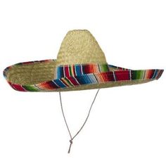 This Mexican style sombrero hat is made from 100% straw, and is accented by real serape material (the edges of the hat and the band are lined in multi-colored serape material). One size fits most adults, teens and older children. Perfect for Day of the Dead, Halloween, Cinco de Mayo, Dirty Harry, cosplay, Spaghetti Westerns, theatrical productions, school events and more! Combine with one of our Ponchos for the perfect look - these and other western, Mexican inspired costumes and accessories are Wide Brim Straw Hat For Cinco De Mayo Festival, Wide Brim Beach Hat For Cinco De Mayo, Wide Brim Hats For Beach And Cinco De Mayo, Multicolor Hats For Vacation And Cinco De Mayo, Traditional Hat For Beach And Cinco De Mayo, Adjustable Straw Hat For Beach And Cinco De Mayo, Western Multicolor Wide Brim Straw Hat, Western Style Multicolor Wide Brim Straw Hat, Multicolor Brimmed Straw Hat Country Style