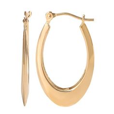 Brilliance Fine Jewelry Womens Hoop Earrings Exquisitely crafted from 14K Yellow Gold Secures with a lever back closure Size: one size.  Gender: female.  Age Group: adult. Fine Jewelry Oval Hoop Earrings With Polished Finish, Oval Polished Hoop Earrings Fine Jewelry, Oval Hoop Earrings With Polished Finish, Elegant Polished Yellow Gold Hoop Earrings, Elegant Yellow Gold Hoop Earrings With Polished Finish, Elegant Yellow Gold Polished Hoop Earrings, Formal Fine Jewelry Yellow Gold Hoop Earrings, Formal Yellow Gold Hoop Earrings, Elegant Oval Hoop Earrings Hallmarked