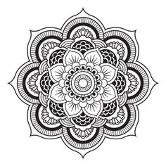 a black and white drawing of a flower with intricate designs on it's petals