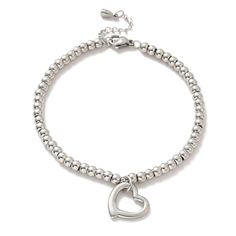 This versatile stainless steel beaded bracelet features a subtly chic heart charm, making it an ideal everyday accessory for even the most sophisticated of looks. Crafted from high-quality stainless steel, this bracelet is resistant to tarnishing with proper care. Product Details Materials: 4mm Stainless Steel beads and stainless steel heart charm Size: 7 inches with 1 inch extender Bracelet With Heart, Charm Making, Everyday Accessories, Heart Bracelet, Steel Chain, Steel Bracelet, Stainless Steel Chain, Heart Charm, Beaded Bracelet