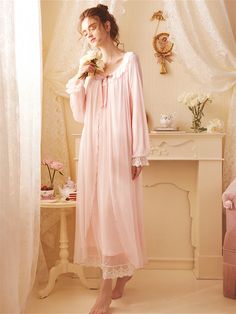 This price is for a nightgown only, others are not included.   	 		 			Size 			XS 			S 			M 			L 			XL 		 		 			Full Length 			119 			122 			125 			128 			128 		 		 			Shoulder to Sleeve Length 			64.4 			65.7 			67 			68.3 			69.6 		 		 			Bust 			87 			91 			95 			99 			103 		 		 			Neck Circumference 			69 			70.5 			72 			73.5 			75 		 		 			Hem Circumference 			159 			163 			167 			171 			175 Pink Long Sleeve Nightgown For Nighttime, Pink Long Sleeve Nightgown, Feminine Lace Trim Nightgown For Pajama Party, Long Sleeve Lace Trim Sleepwear For Sleepovers, Pink Long Sleeve Sleepwear For Night, Feminine Long Sleeve Night Robe, Long Sleeve Lace Trim Robe For Bedtime, Long Sleeve Sleepwear With Lace Trim For Wedding Night, Long Sleeve Nightgown With Lace Trim For Sleepover