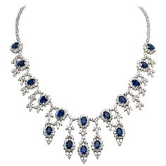 Sapphire Diamond Drop Necklace | From a unique collection of vintage Drop Necklaces at https://www.1stdibs.com/jewelry/necklaces/drop-necklaces/. Vintage Diamond Necklace, Gold Drop Necklace, Diamond Drop Necklace, Beaded Snowflakes, Jewelry Design Drawing, Jewellery Indian, Vs Diamond, Women Diamond, Victorian Jewelry