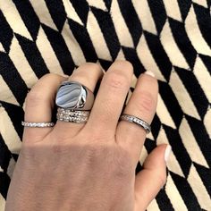 Model wearing the just ring, milky way ring, forever ring and the Square Zirconia doble ring all in silver. Gold And Silver Rings, Keep It Real, Ring Size Guide, Polish Jewelry, Rhodium Plated, Solid Gold, Swarovski Crystals, Silver Gold, Ring Size