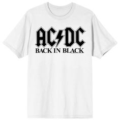 Celebrate the timeless spirit of rock with this ACDC crew neck short sleeve t-shirt. The legendary band's iconic logo stands boldly above black letters declaring, "Back In Black" on the pure canvas of white. Dive into the rich, authentic expression of your music passion through the immersive design. Crafted from high-quality cotton, this officially licensed tee promises both comfort and durability, ensuring it stands the test of time. Easily maintain its rebellious charm by tossing it in the mac Black Punk T-shirt With Slogan, Summer Rock T-shirt With Band Logo, Rock Style T-shirt With Band Logo For Music Festivals, Rocker Short Sleeve T-shirt For Streetwear, Rock Style Crew Neck T-shirt For Streetwear, Band Logo T-shirt For Music Festivals, Crew Neck, Band Logo Crew Neck T-shirt For Music Festivals, Band Logo T-shirt For Music Festivals With Crew Neck, Crew Neck T-shirt With Band Logo For Music Festivals