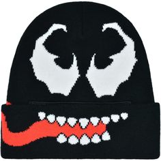 PRICES MAY VARY. VENOM KNITTED HAT: Knitted intarsia cuffed beanie cap with a stylish Venom face ONE SIZE: Winter hat provides a comfortable fit on heads and hands of a wide range of sizes LIGHTWEIGHT AND DURABLE: Skull cap beanie is composed of lightweight and durable knitted fabric to provide comfort during cold weather OFFICIALLY LICENSED: This brimless cap is an officially licensed Marvel product, ensuring that you are receiving a quality knit cap HAND WASH ONLY: Skullcap recommended for han Streetwear Knitted Beanie Cap, Warm Hat For Streetwear, Knitted Beanie For Streetwear, Black Knitted Beanie For Winter, Warm One-size-fits-most Hat For Streetwear, Knitted Cap For Streetwear, Knitted Cap Style Hat For Streetwear, Knitted Hats For Streetwear, Casual Knitted Hat For Streetwear