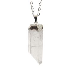 Extra Large Clear Quartz Pendant Memorial Stones, Made In Brazil, Quartz Points, Quartz Pendant, Necklace Chain, Clear Quartz, Chain Lengths, Chain Length, Dog Tag Necklace