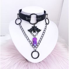 Gothic Choker Necklaces For Cosplay, Gothic Necklace For Halloween Concert, Grunge Necklaces For Halloween, Punk Choker Necklace For Cosplay, Punk Style Choker Necklace For Cosplay, Adjustable Black Fantasy Choker, Fantasy Style Cosplay Choker Necklace, Black Fantasy Style Choker As Gift, Grunge Choker For Cosplay