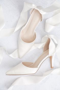 White Wedding Heels Satin Heels White, Simple Bride Shoes, Satin White Shoes, Low Heel Satin Wedding Heels, Satin Low Heel Wedding Heels, Wedding Day Heels, Satin Wedding Shoes With 4-inch Heel, Closed Toe Bridal Shoes, Satin Closed-toe Bridesmaid Wedding Shoes