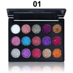 the eyeshadp has different colors and glitters on it