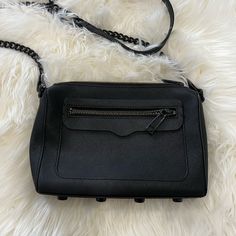 Brand New Condition. Never Worn, Gorgeous Stylish Crossbody Bag Edgy Black Shoulder Bag For Evening, Trendy Black Shoulder Bag With Gunmetal Hardware, Black Bags With Metal Hardware For Fall, Trendy Black Bags With Gunmetal Hardware, Edgy Bags For Everyday Use In Fall, Edgy Everyday Bags For Fall, Trendy Black Satchel With Gunmetal Hardware, Black Satchel With Zipper Pocket For Fall, Trendy Black Bags With Branded Hardware