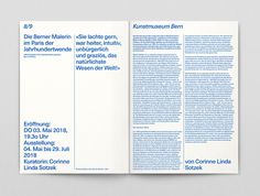 a brochure with blue text on the front and back cover is open to show information