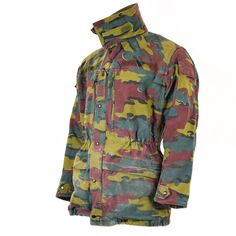 "Belgian jigsaw camouflage field parka The jacket features a zipper and snap fastener closure. Drawstring hem, reinforcing in the elbows and small ventilation holes in the armpits. Six pockets altogether: four front pockets and two sleeve pockets Used condition, may have professional stitched repairs. * Economy shipping Shipping time : 7-21 working days or sometime more * Standard shipping with tracking information Shipping time : 7-14 working days or sometime more Shipping to Australia, New Zea Military Style Utility Jacket For Outdoor, Khaki Military Parka For Hunting, Combat Style Hunting Windbreaker For Fall, Fall Combat Windbreaker For Hunting, Fall Combat Hunting Windbreaker, Fall Hunting Combat Utility Jacket, Fall Combat Utility Jacket For Hunting, Fall Camouflage Hunting Parka, Camouflage Combat Outerwear For Hunting