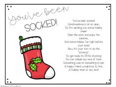 a christmas card with a stocking saying you've been socked