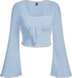 Stretch Solid Color Knit Top For Summer, Casual Solid Color Crop Top, Light Blue Long Sleeve T-shirt For Spring, Fitted Long Sleeve Blue T-shirt, Fitted Long Sleeve Knit Top For Summer, Fitted Blue Long Sleeve Top For Spring, Fitted Knit Top With Long Sleeves For Summer, Trendy Blue Long Sleeve Tops, Blue Long Sleeve Solid Color T-shirt