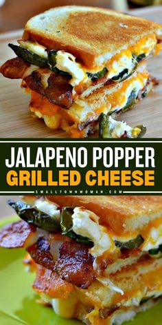 grilled cheese sandwich with jalapeno popper on top and bacon in the middle