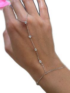 Diamond Chain Bracelet With Adjustable Chain, Elegant Silver Body Jewelry As Gift, Elegant Silver Body Jewelry For Gift, Elegant Adjustable Chain Body Jewelry, Elegant Adjustable Crystal Body Jewelry, Hand Set Diamond Dangle Jewelry, Luxury Chain Jewelry For Parties, Elegant Sterling Silver Diamond Bracelet For Party, Elegant Jeweled Body Jewelry For Gifts