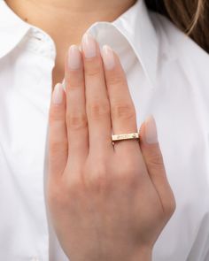 14K Gold Bar Signet Ring - Zoe Lev Jewelry Bezel Set Diamond, Gold Bar, Solid Yellow, Signet Ring, Bezel Setting, Natural Diamonds, Rush, Final Sale, Jewelry Box