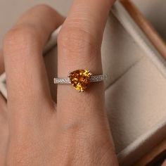 Triangle cut citrine engagement ring sterling silver ring | Etsy Classic Topaz Jewelry For Promise, Promise Ring With Citrine Birthstone, Orange Topaz Promise Rings, Orange Topaz Rings For Anniversary, Citrine Birthstone Ring With Gemstone For Promise, Citrine Gemstone Birthstone Ring For Promise, Anniversary Orange Topaz Rings, Orange Topaz Ring With Prong Setting For Promise, Promise Topaz Ring In White Gold Sterling Silver