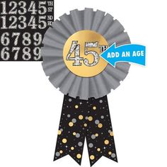 an award ribbon with the number 45 on it